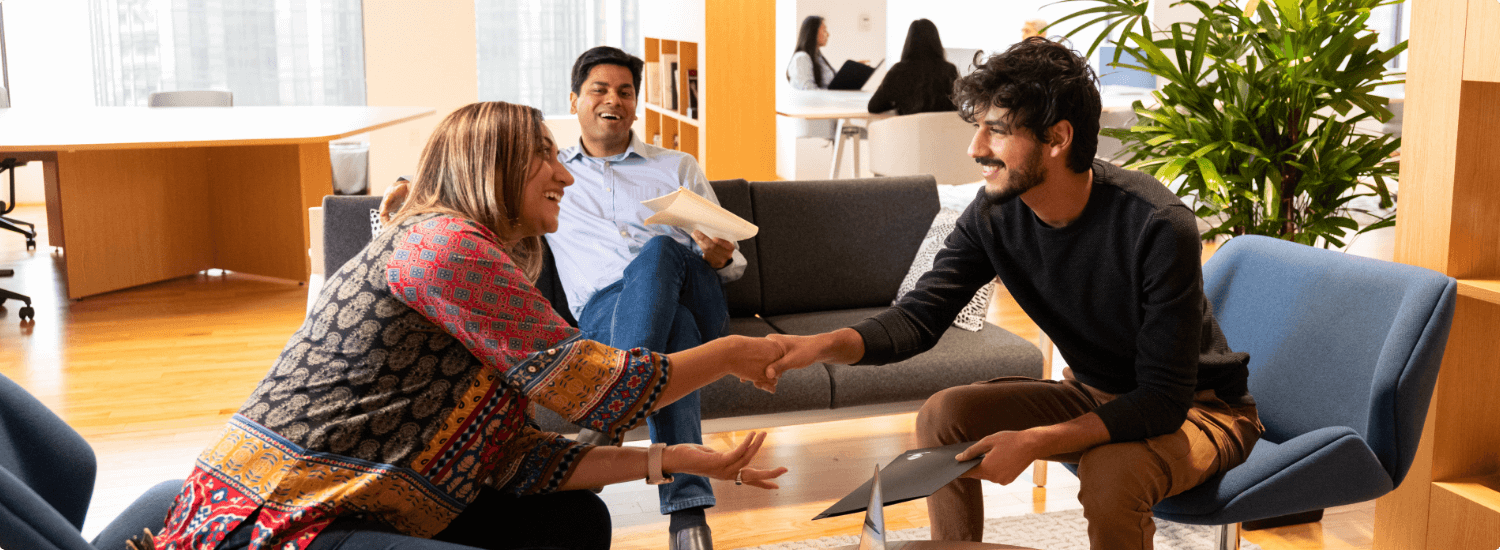 Diverse leaders greeting each other