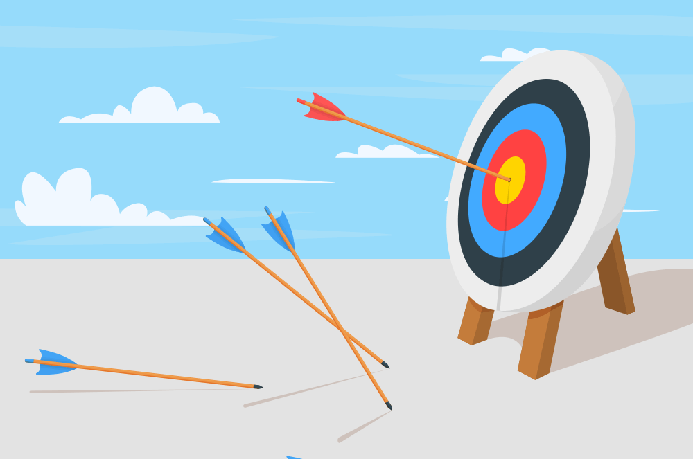 Cartoon of an arrow in a target