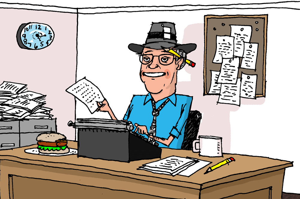 Illustration of Paul Sterman sitting at a desk