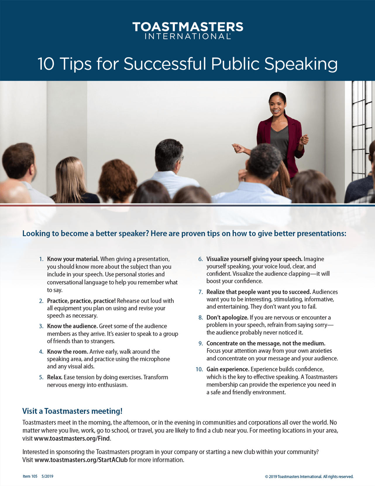 10 Tips for Successful Public Speaking (set of 10)