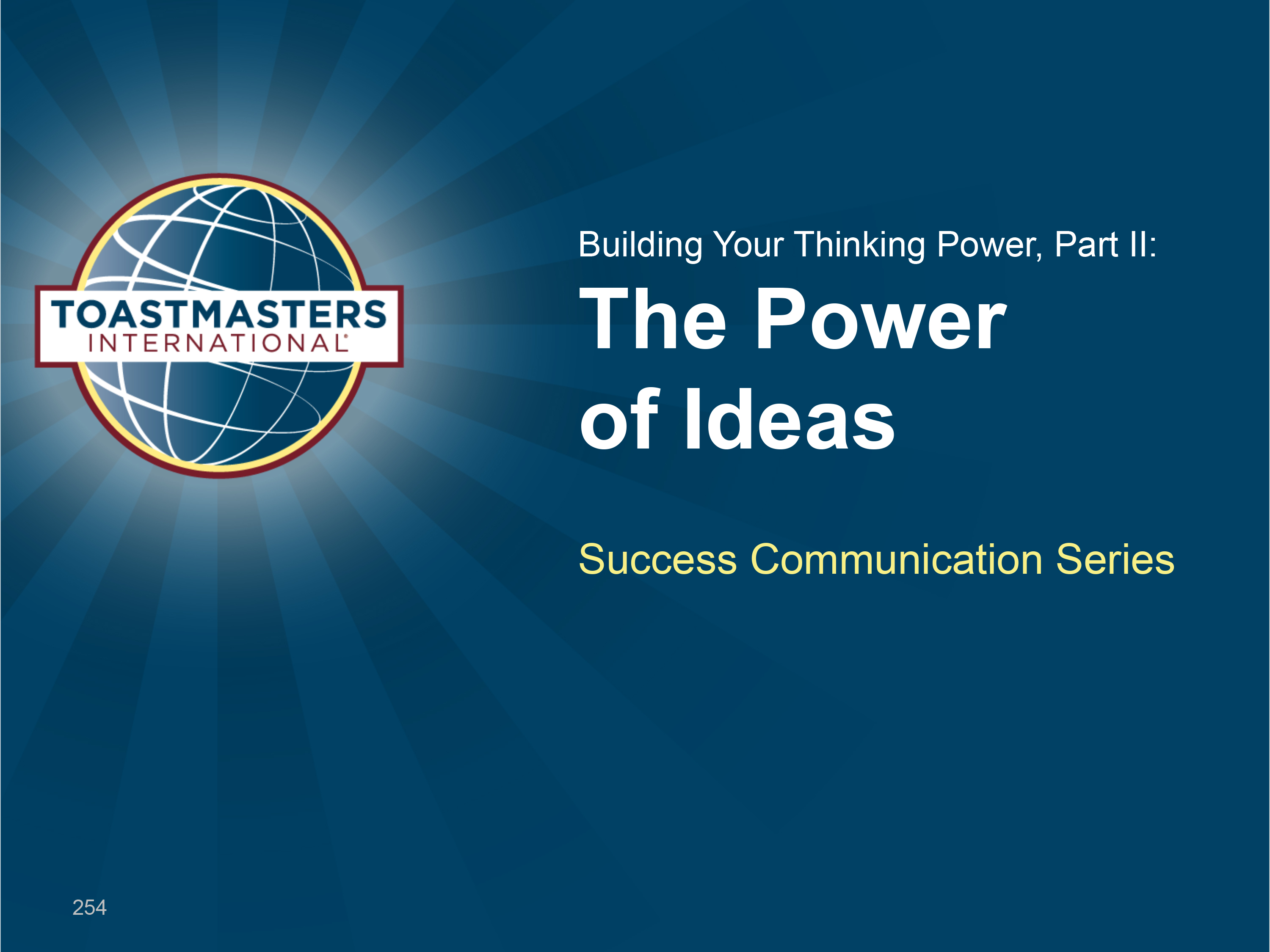 Building Your Thinking Power, Part II: The Power of Ideas (PPT)