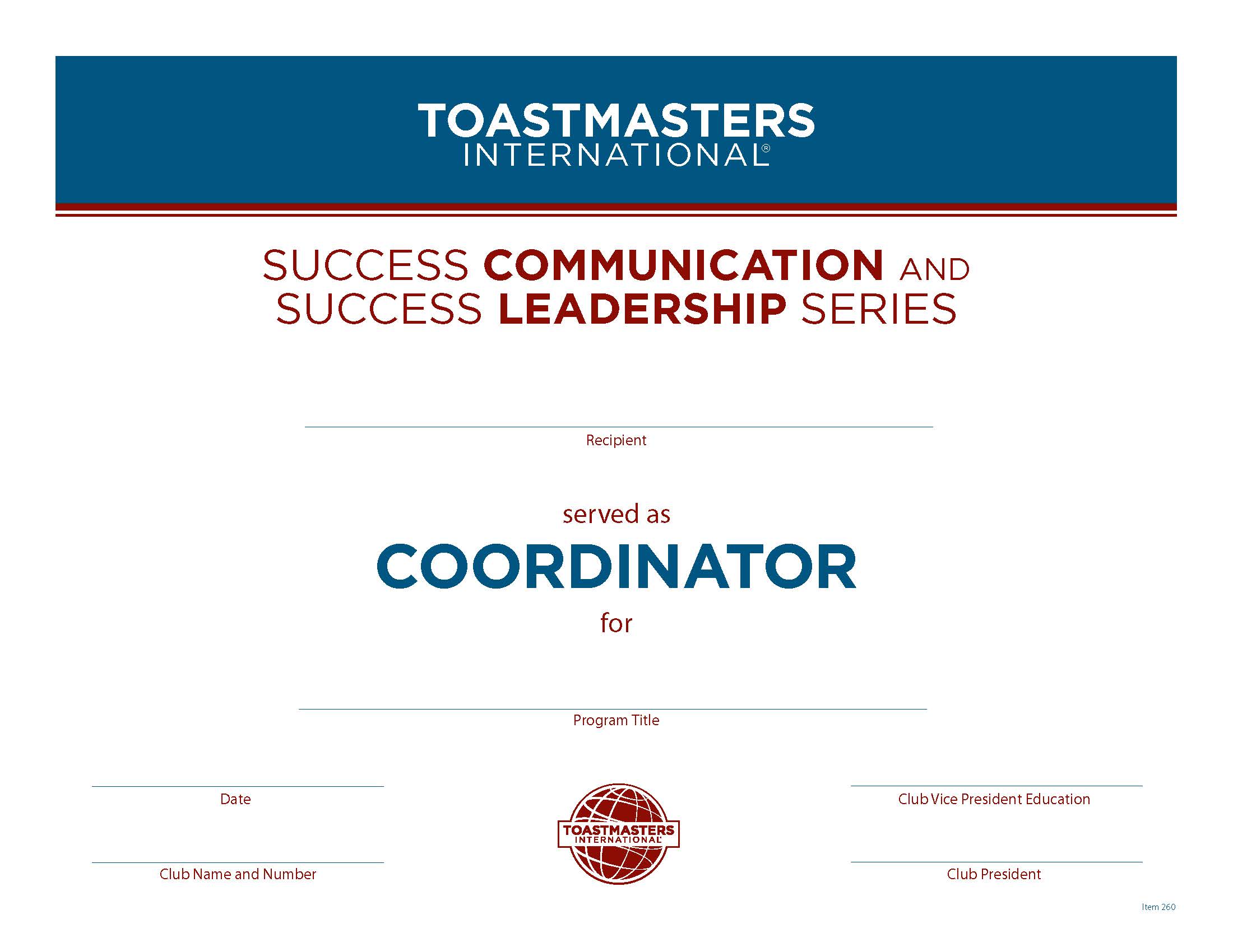 Coordinator Certificate - Success Communication and Success Leadership Programs