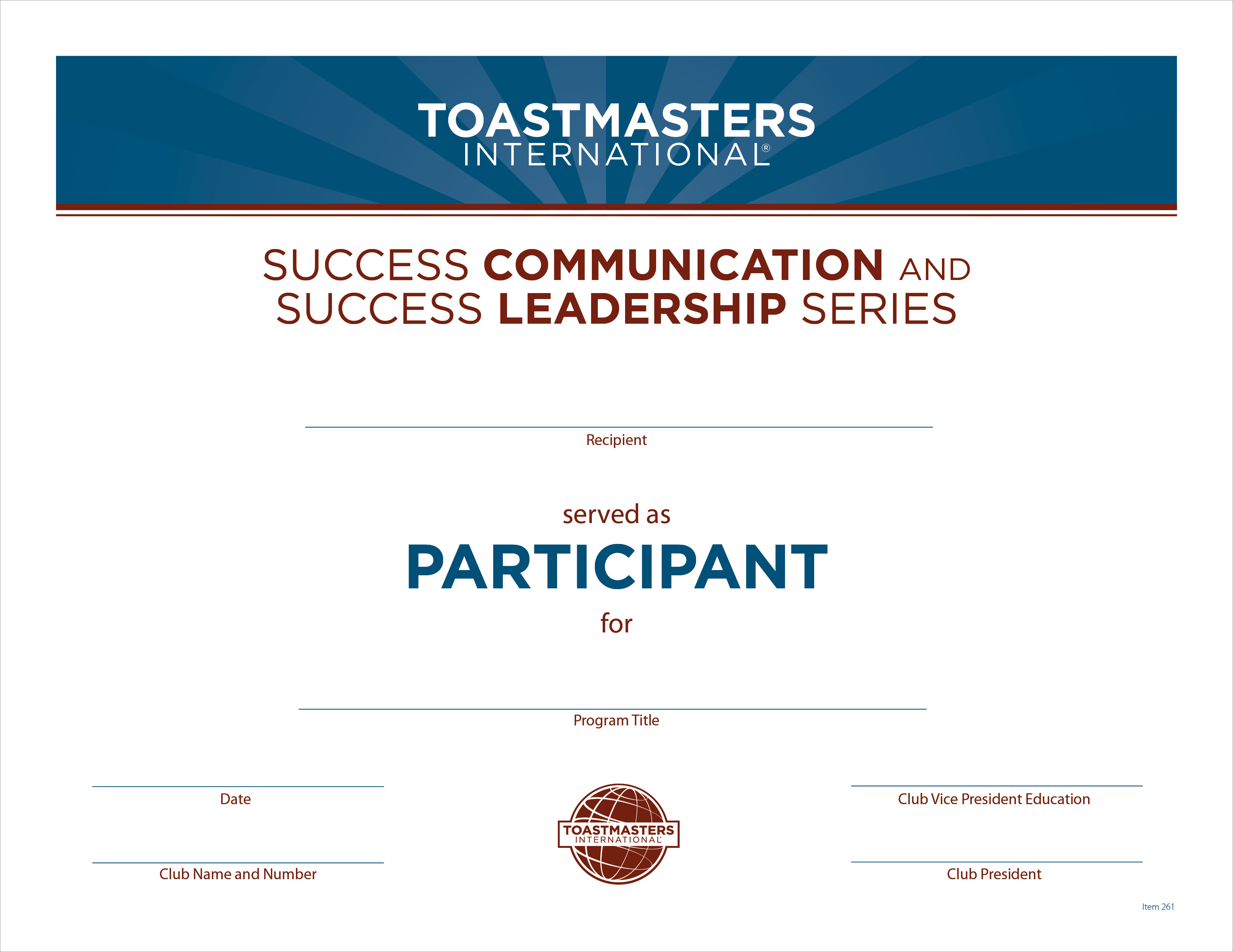Participant Certificate - Success Communication and Success Leadership Programs