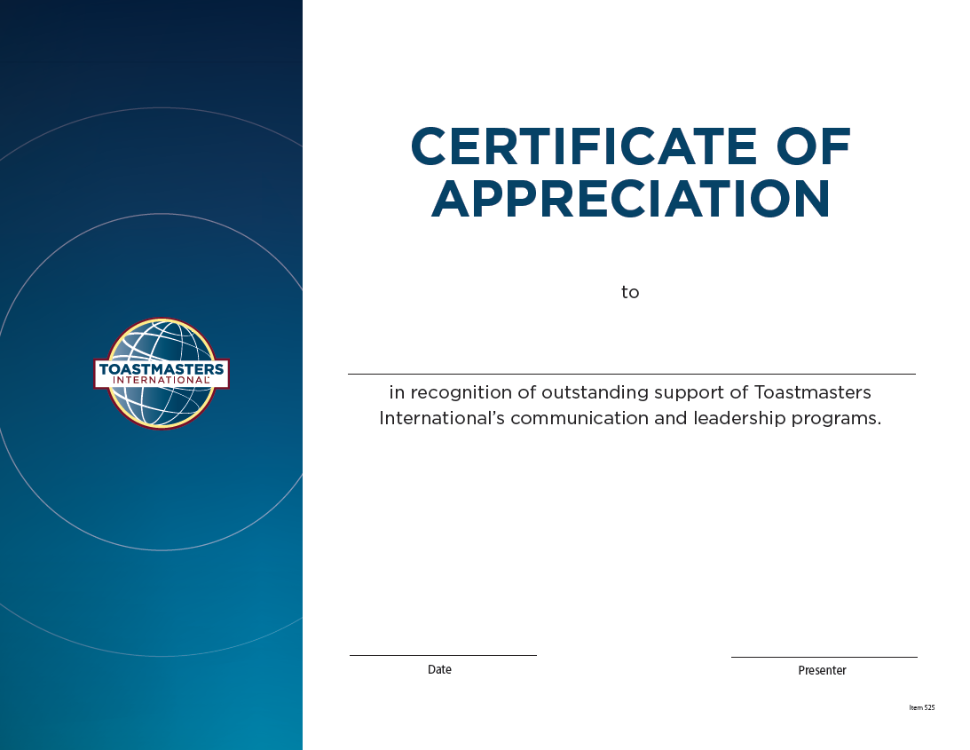 Certificate of Appreciation