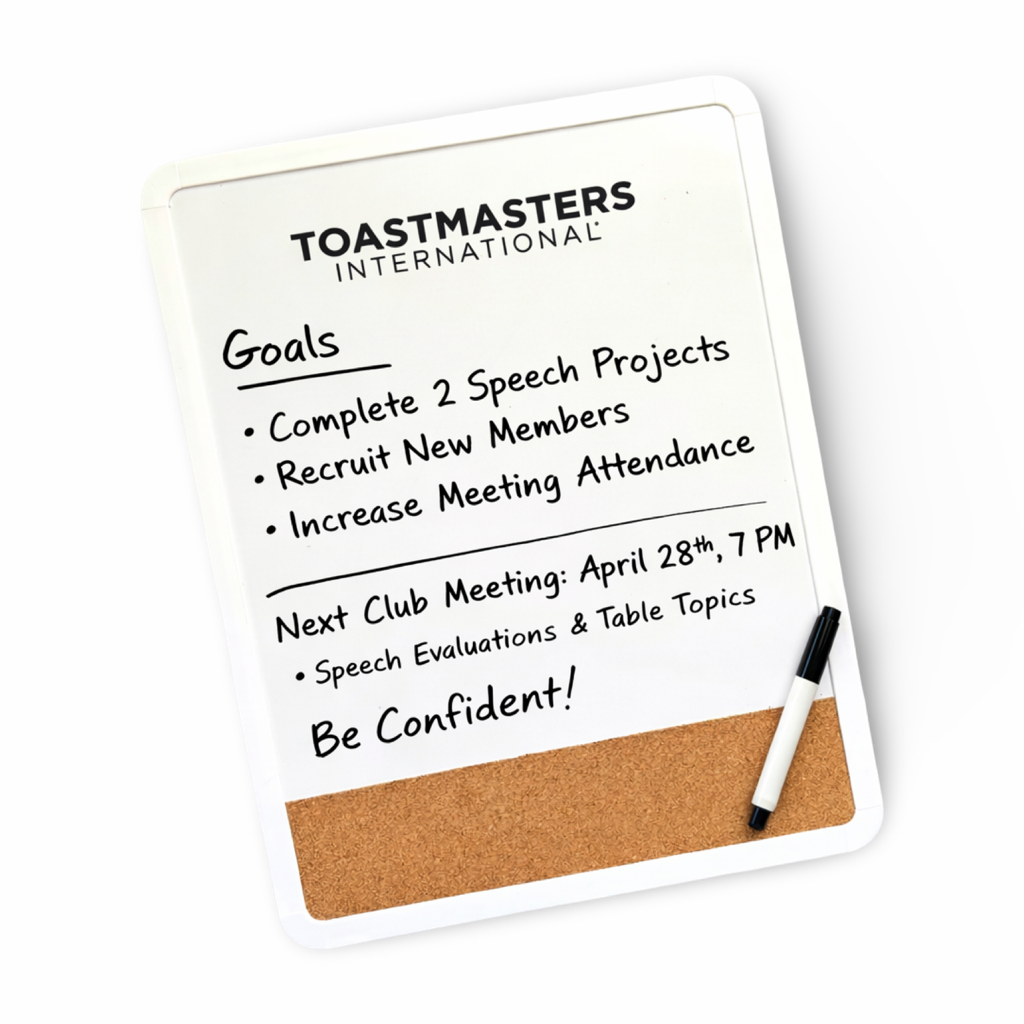 2-in-1 Vision Board with examples like next meeting time, speech practice reminders and goals