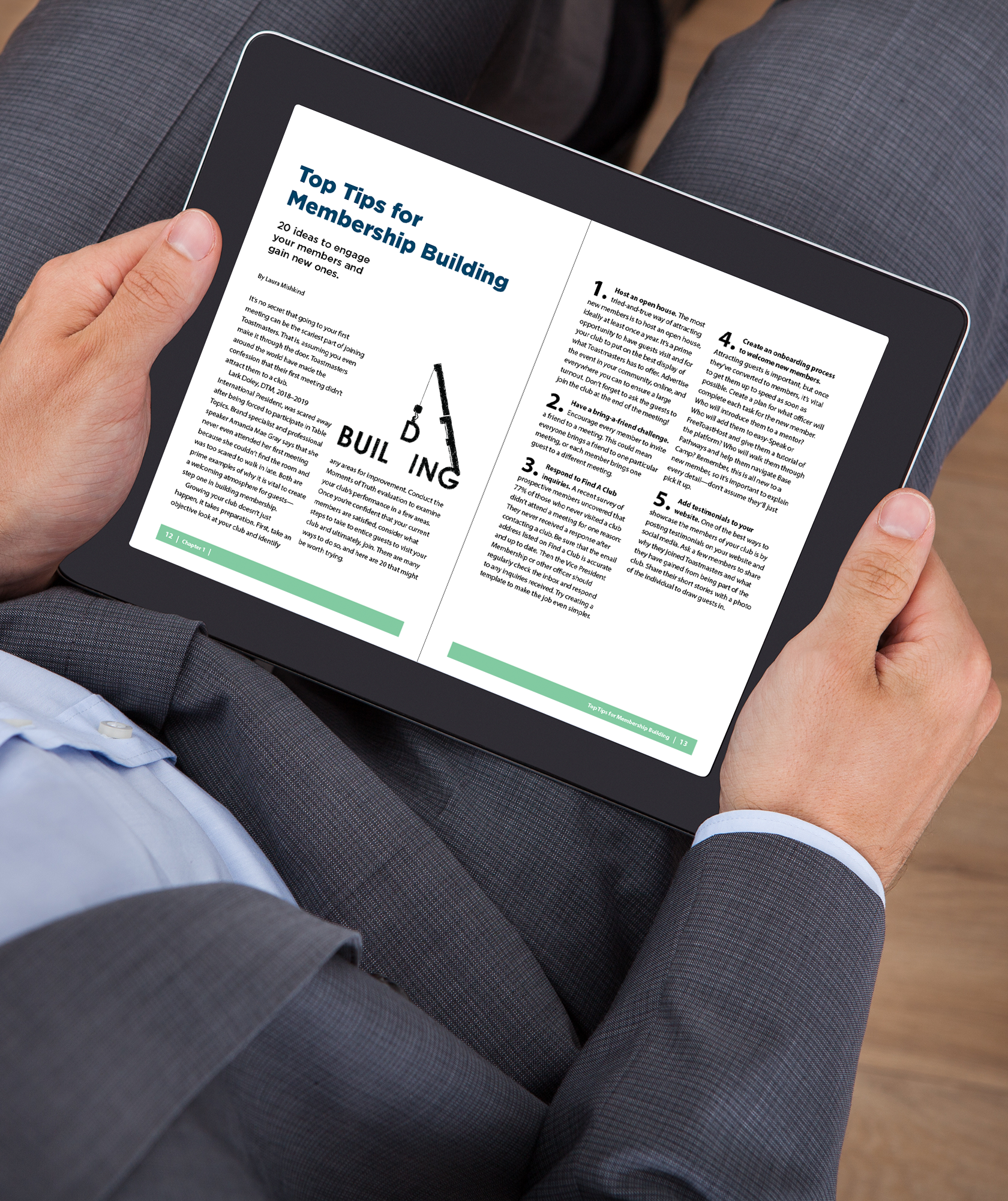 Toastmasters Best of Healthy Clubs sample page displayed on tablet