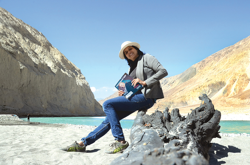 Manisha Hitesh Shah, CC, ALB, from Chennai, India, sits at the bank of one of the ­longest rivers in Asia, the Indus