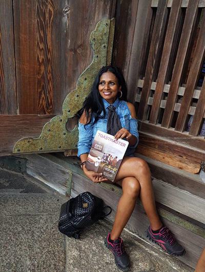 Janet Fernandez, ACS, CL, from Selangor, Malaysia, poses at the doorway of Todaiji, a Buddhist temple complex situated in Nara, Japan.