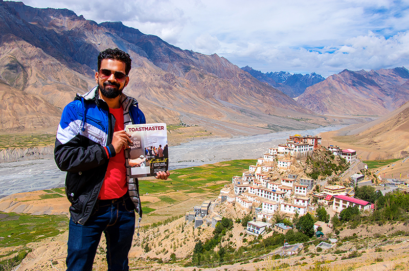 Utkarsh Jumle, from Thakurli, India, poses after trekking near the Key Monastery in Spiti Valley, India.