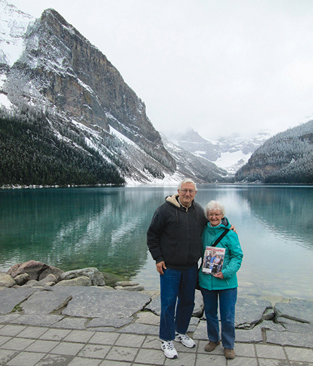 Sandy Kardis, DTM, PDG, and Tony Kardis, CC, CL, from Creve Coeur, Missouri, visit Lake Louise in Alberta, Canada.