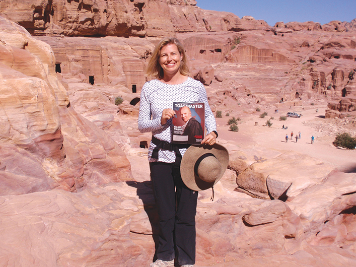 Teresa Josephson, DTM, from ­Richland, Washington, poses in Petra, Jordan.