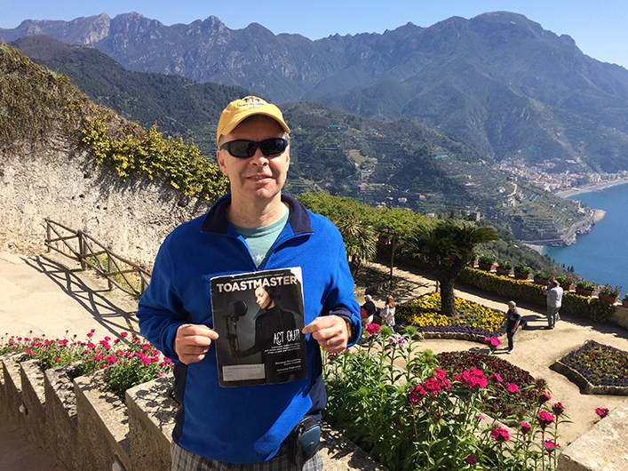 John Engeman, DTM, from Mahwah, New Jersey, views the Garden of the Soul on the Amalfi Coast in Ravello, Italy.