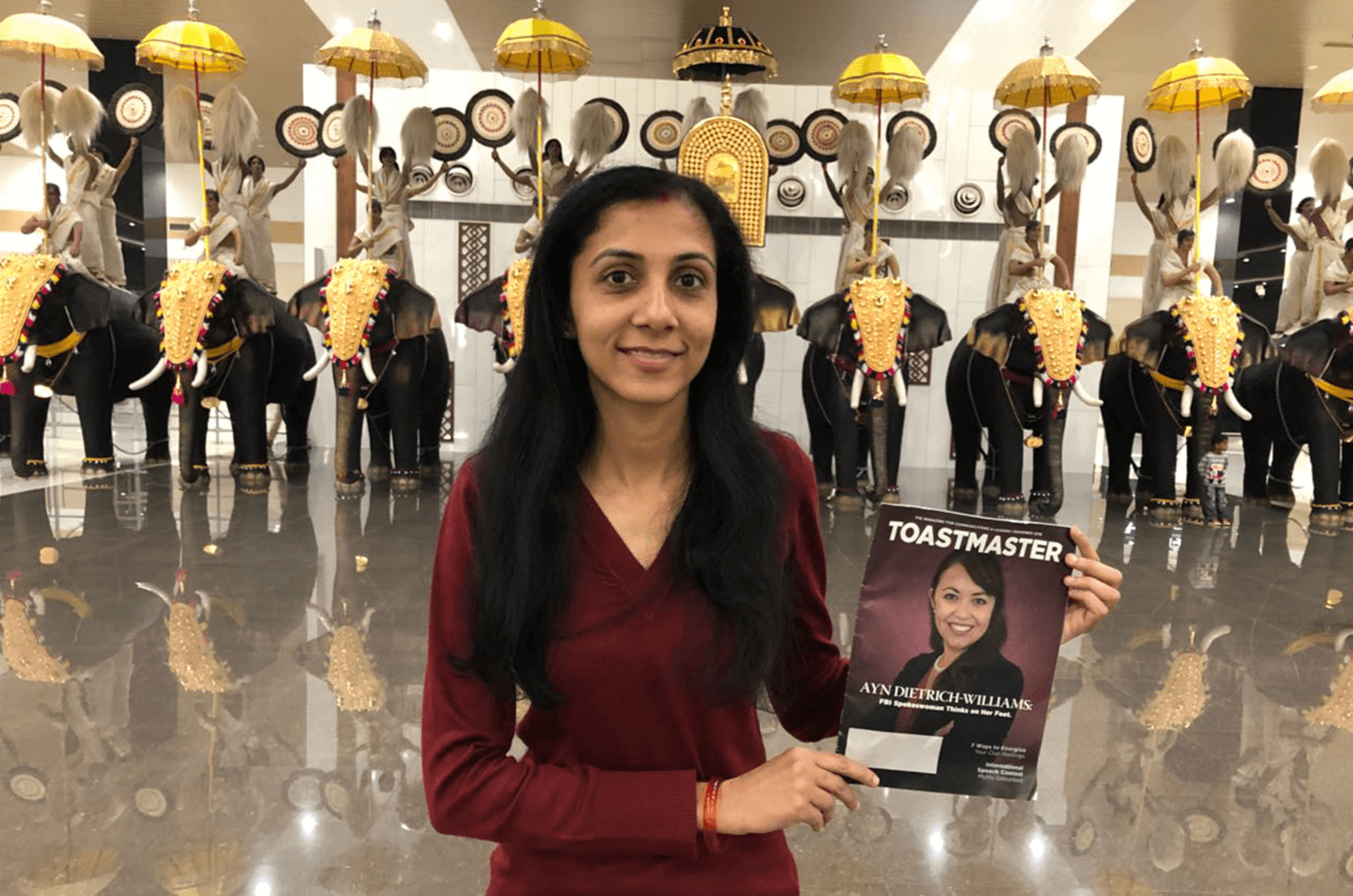 Divya Rajan, CC, CL, of Dubai, United Arab Emirates, attends the Thrissur Pooram festival in Kochi, Kerala, India.