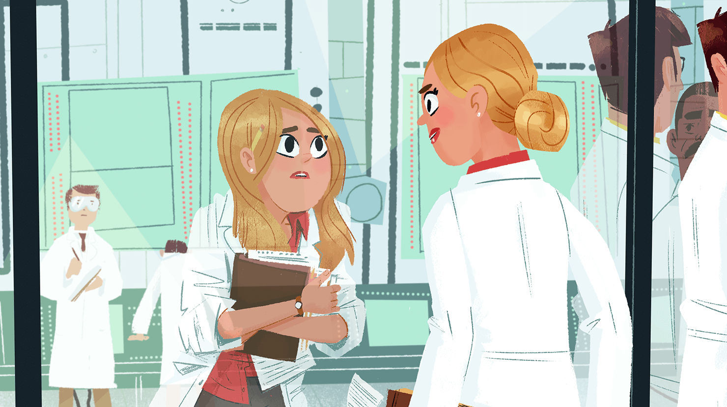 Illustration of a woman looking at herself in the mirror