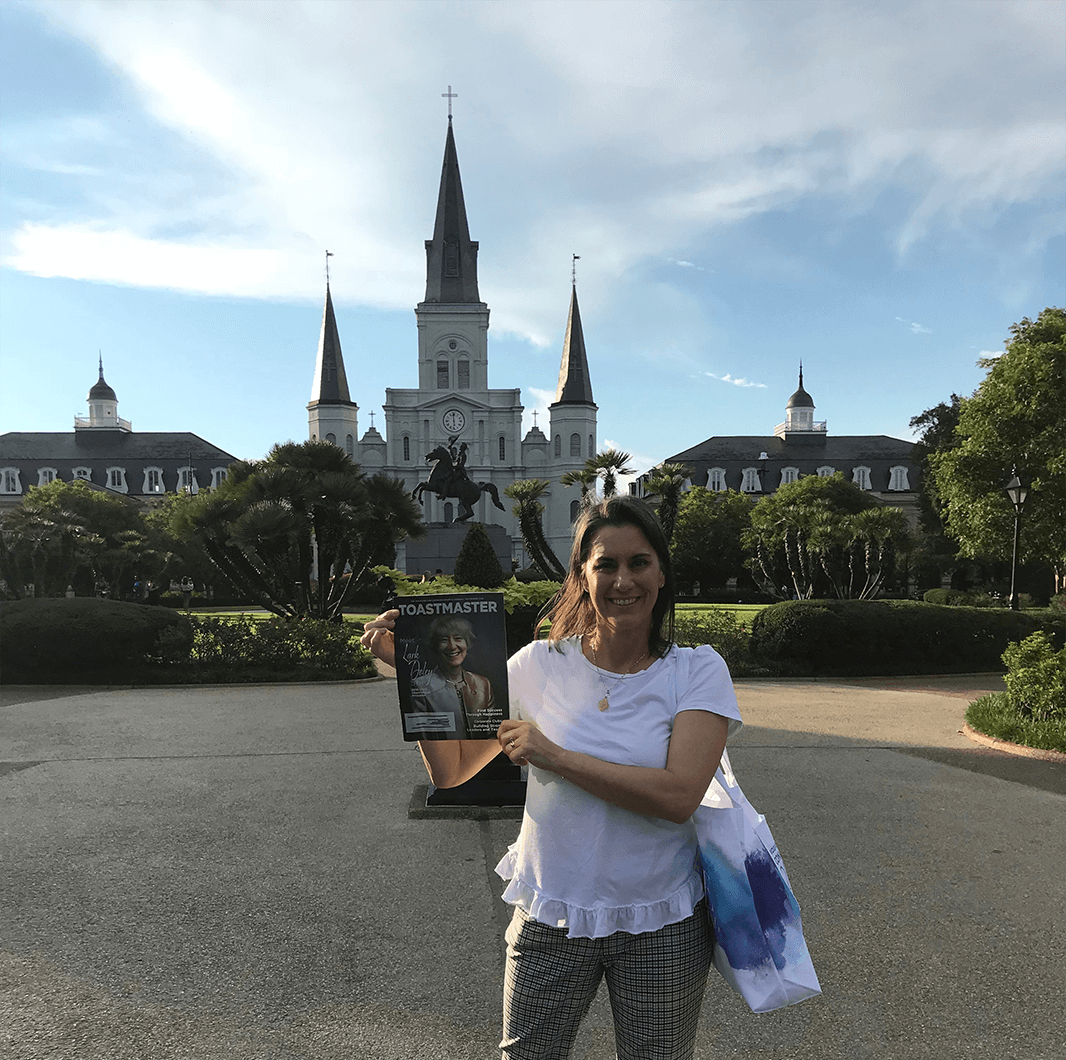 Jennifer Harris, ACS, of Sacramento, California, stops in Jackson Square—a historic park in the French Quarter of New Orleans, Louisiana.