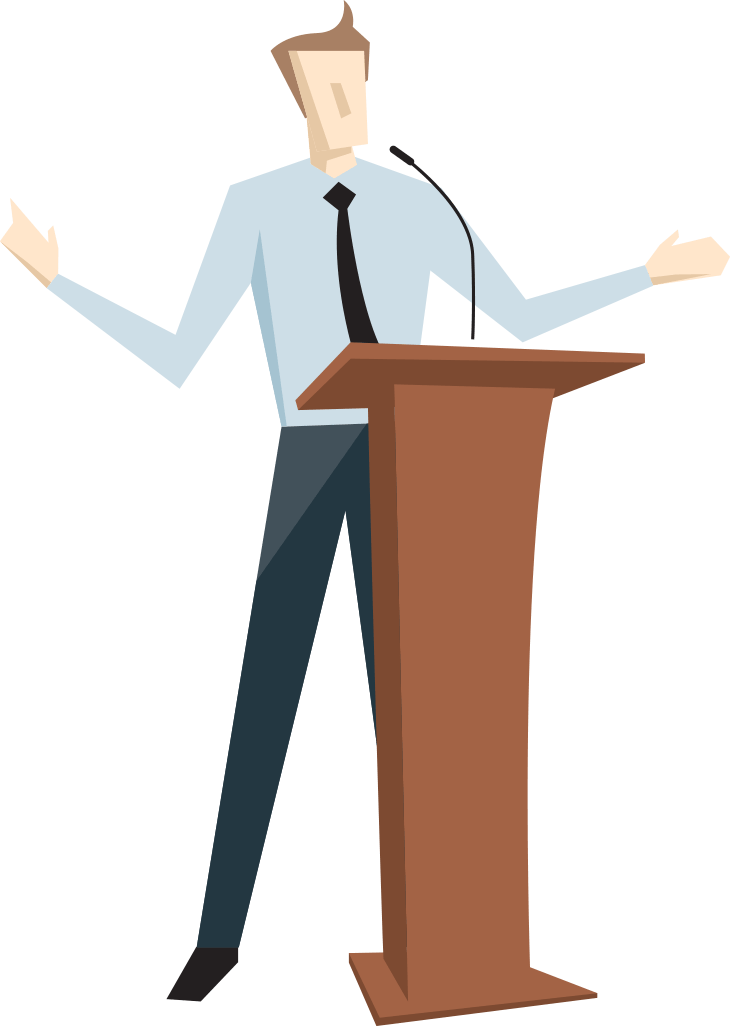 Man speaking at a podium