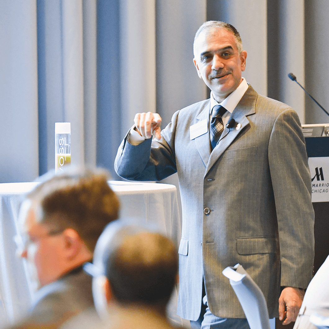 Past International President Mohammed Murad speaking at 2018
Convention