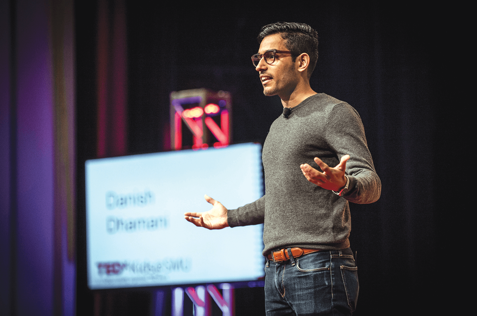 Danish Dhamani speaks onstage at TEDx