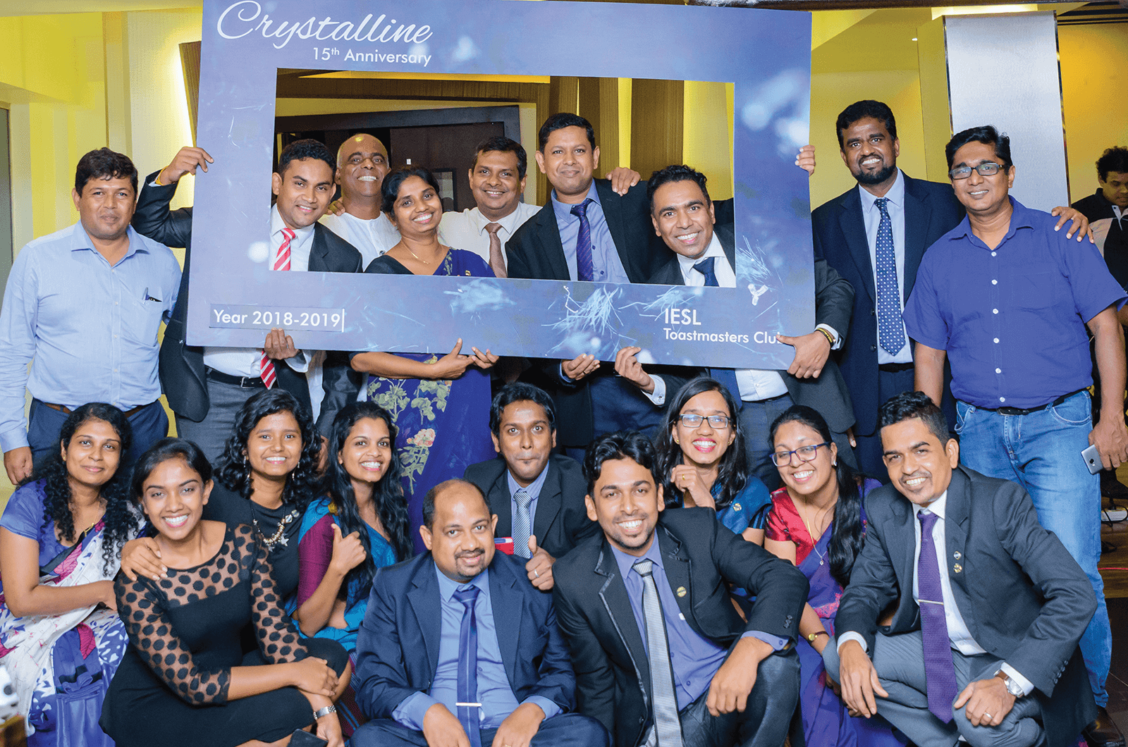 IESL Toastmasters of Colombo, Sri Lanka, celebrate their 15th anniversary at the Institution of Engineers Sri Lanka with current and charter members.