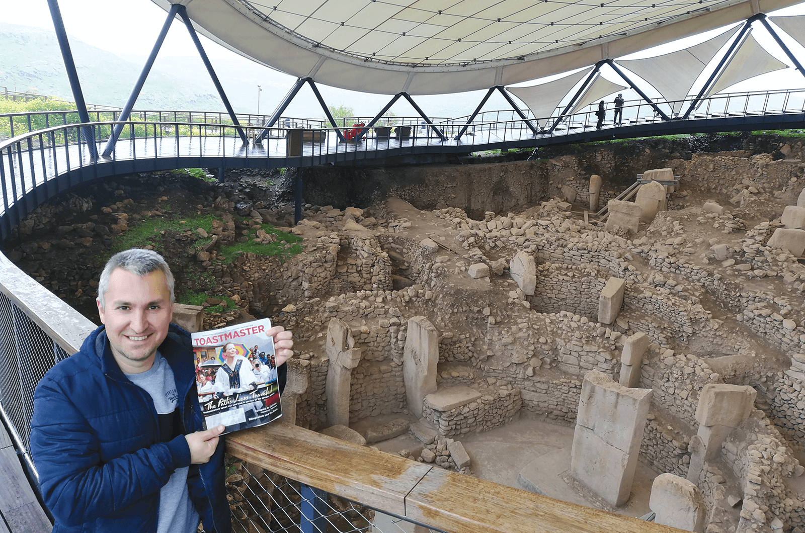 Umut Tarik Akdeniz of Ankara, Turkey, stands at the Göbekli Tepe, in the country’s Southeastern Anatolia Region. The site was built more than 11,000 years ago and is believed to be the world’s oldest temple. 
