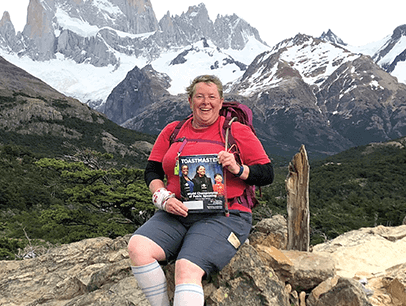 France Germain of Garibaldi Highlands, British Columbia, Canada, takes in the inspiring vistas of Mount Fitz Roy near El Chaltén, Argentina.
