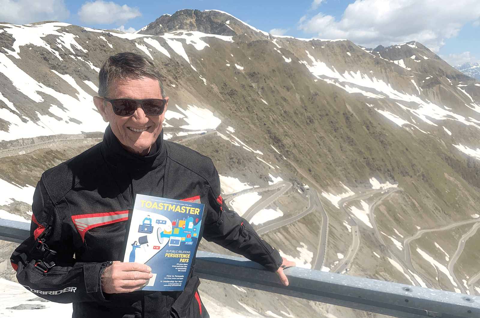Steve Vella of Perth, Australia, pauses on Stelvio Pass in the Italian Alps after completing a portion of his motorcycle tour of Italy.