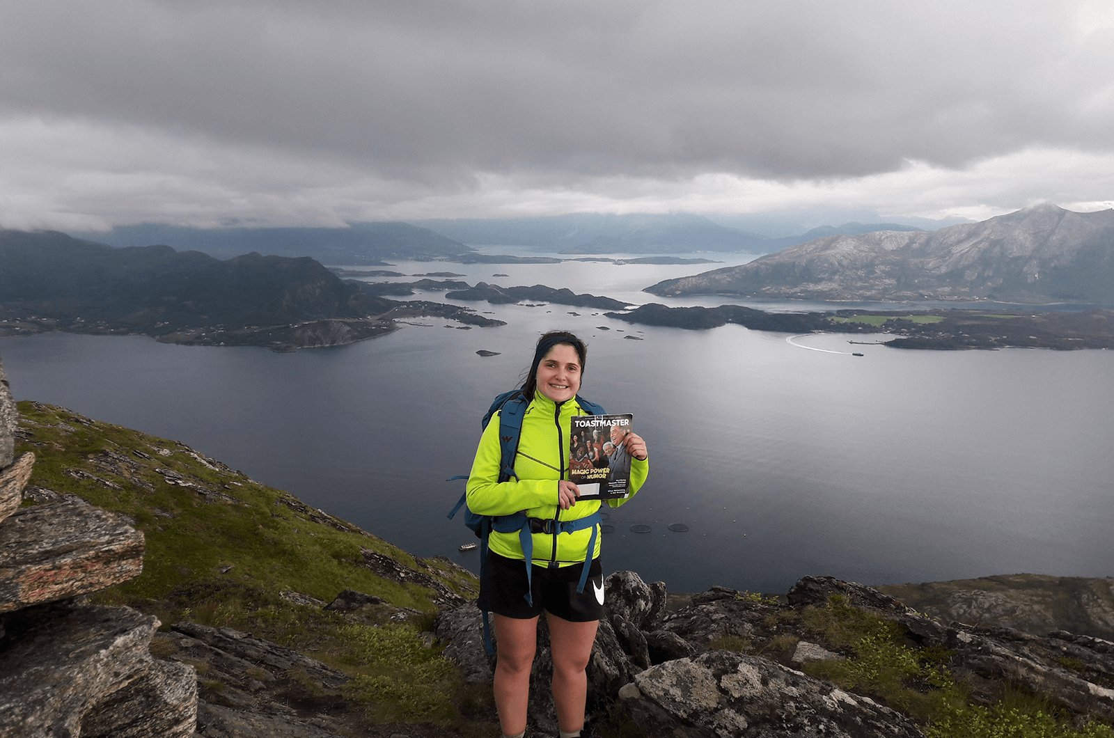 Katarzyna Sienkiewicz, of Copenhagen, Denmark, stands on Meloya, an island in Norway, while hiking in the Article Circle.