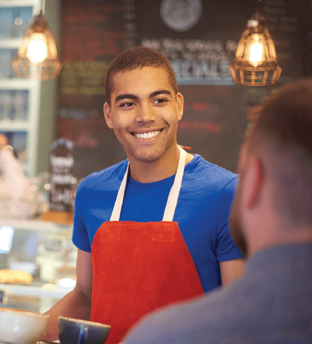 Man in apron at job