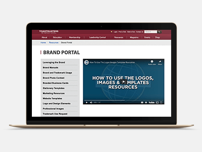 Image of Toastmasters branding webpage
