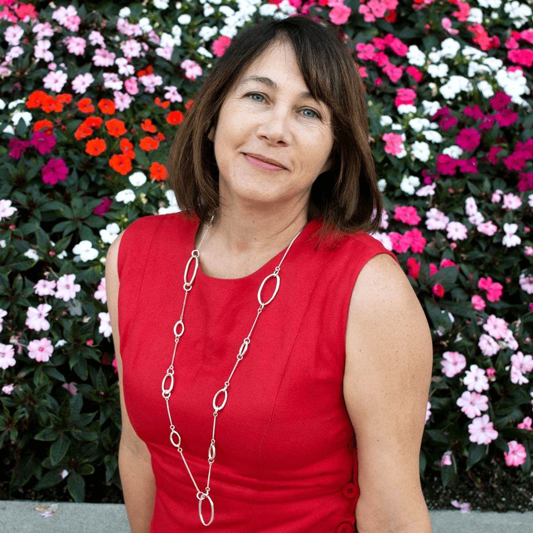 Woman in red dress