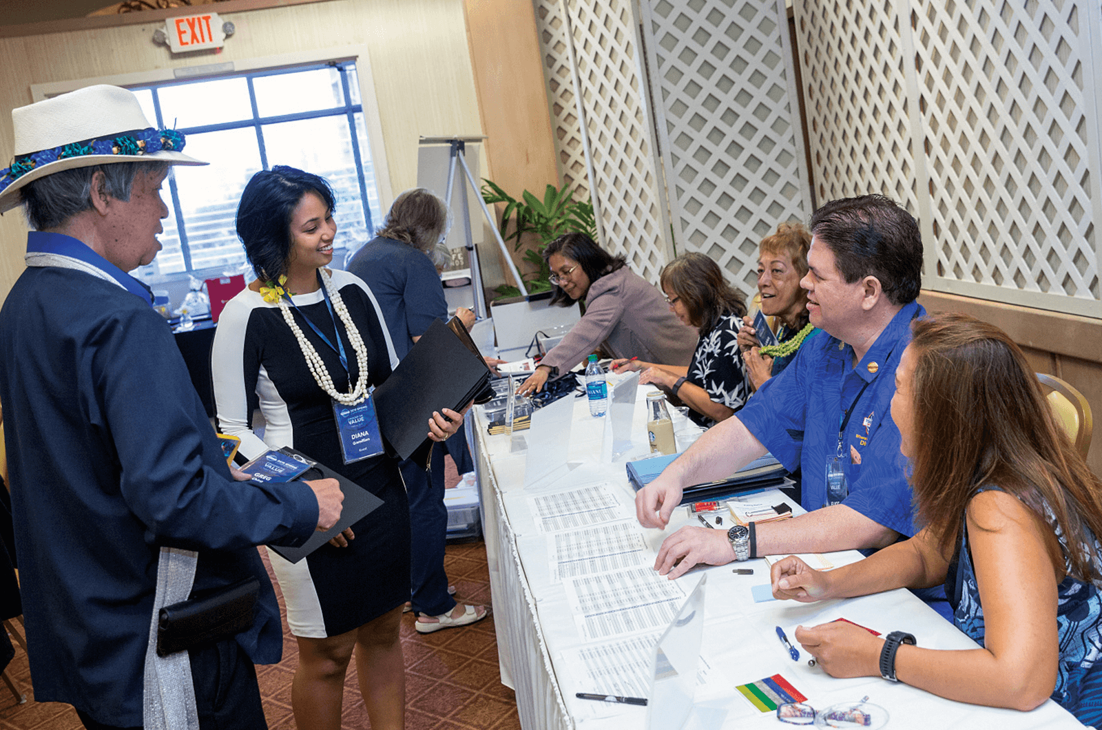 People checking in to conference