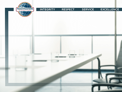 Toastmasters International branded virtual Zoom background of conference table and chairs