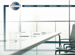 Toastmasters International branded virtual Zoom background of conference table and chairs