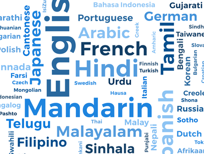 Word cloud of various languages