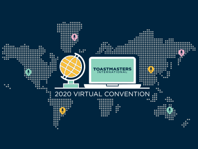 Graphic image of laptop, globe, and world map with microphone icons