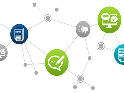 Image of public relations features connected by gray lines