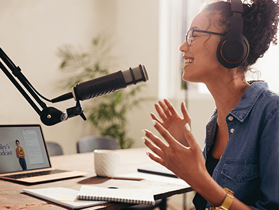 Woman wearing headphones