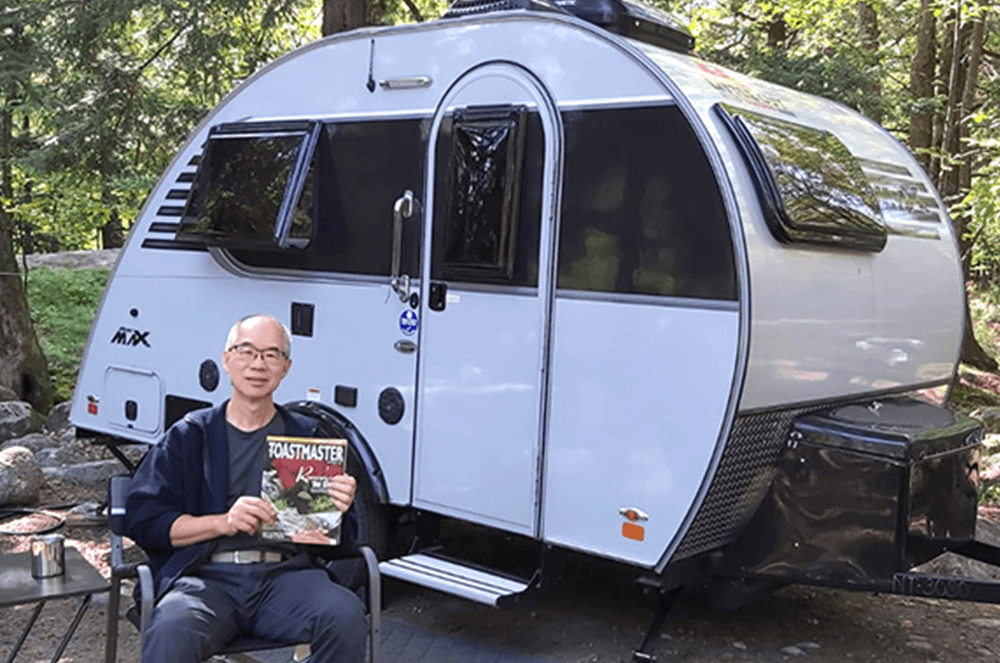 Keith Yeung of Markham, Ontario, Canada, travels with his trailer to safely enjoy the Killbear Provincial Park near Nobel, Ontario, Canada.