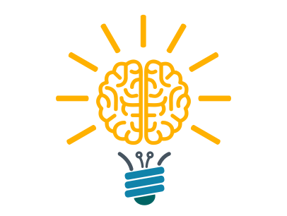 Lightbulb with brain graphic