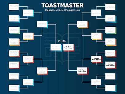 Brackets with Toastmaster magazine articles final round