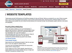 Webpage with website template content