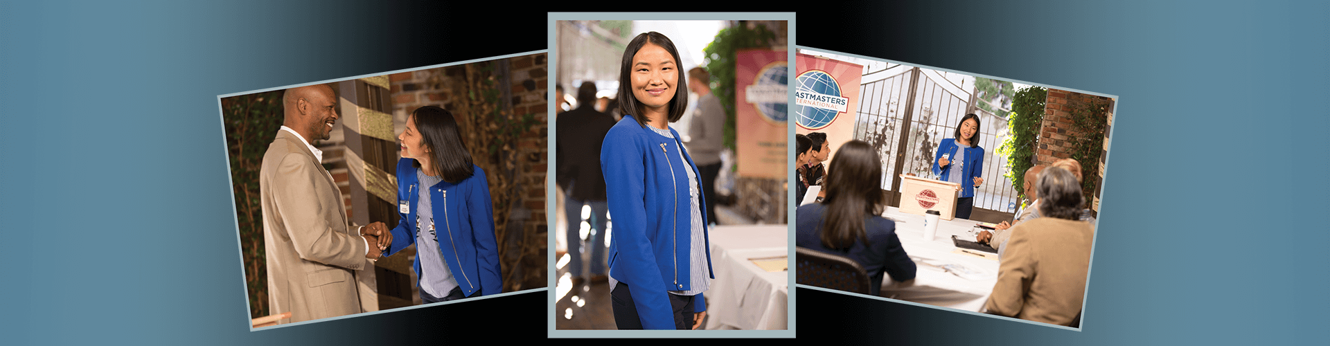 Woman smiling in blue jacket