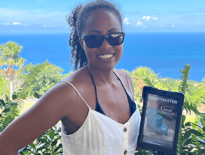Sasha-Li Chinloy, DTM, of Mississauga, Ontario, Canada, takes in the scenic views in Montego Bay, Jamaica.